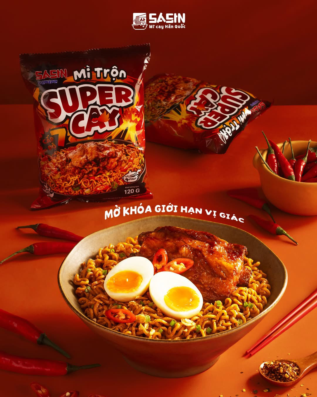 Mì Trộn Super Cay Sasin 3 gói